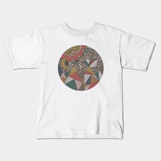 Triangles and Flowers Kids T-Shirt by Valentina Harper